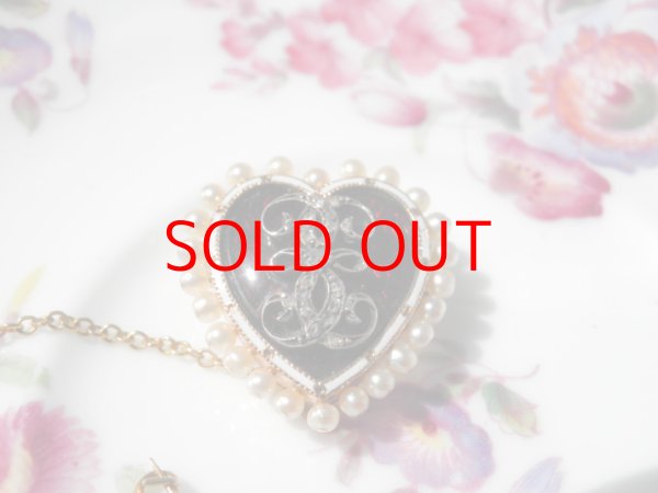 画像6: パール＆ブリストルガラス　ハートブローチ (6)