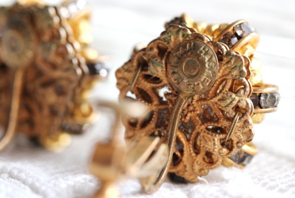 画像11: ミリアム・ハスケル　ゴールドとラインストーンのイヤリング (11)