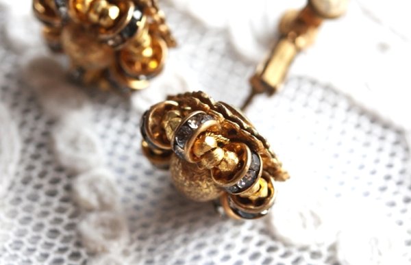 画像6: ミリアム・ハスケル　ゴールドとラインストーンのイヤリング (6)