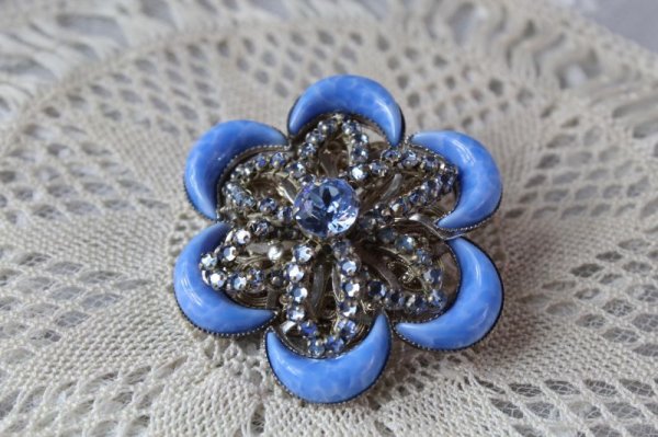 画像2: ミリアム・ハスケル　ブルー ブローチ＆イヤリング (2)