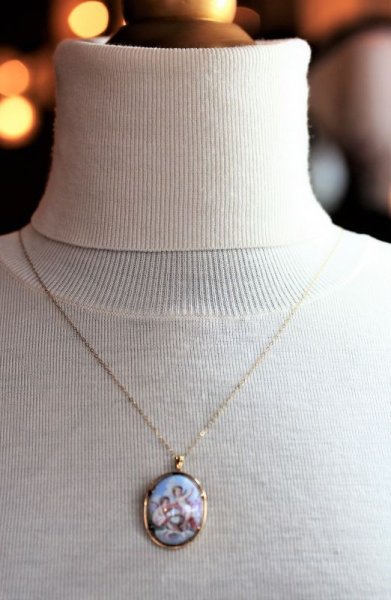 画像2: エンジェル 陶板ローチ・ペンダントトップ (2)