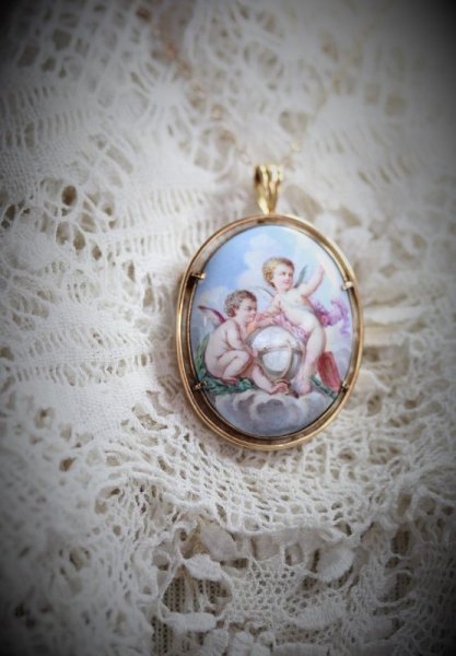 画像3: エンジェル 陶板ローチ・ペンダントトップ (3)