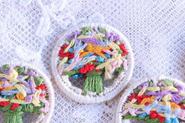 画像10: フラワーブーケの飾りボタン４個セット (10)