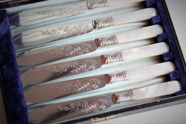 画像7: フィッシュ用ナイフ&フォーク マザーオブパール 6客セット箱入 (7)