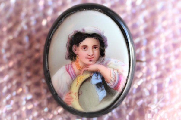 画像2: ジェット　陶板ブローチ (2)