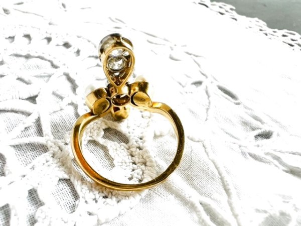 画像3: 百合の紋章のダイヤモンド・パールリング (3)