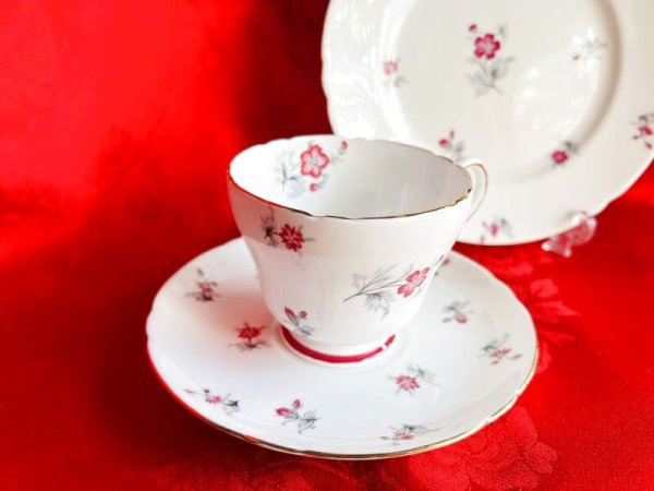 画像2: シェリー　赤い小花の５客セット (2)