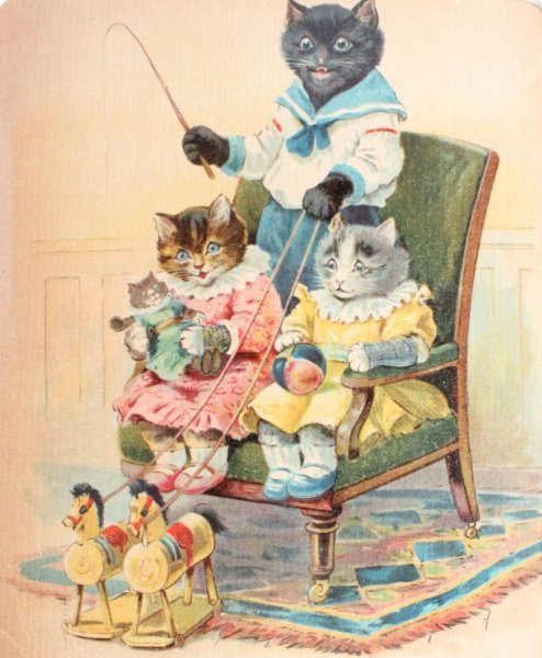 画像2: 猫のプリント画（馬車） (2)