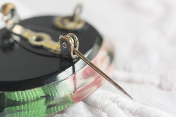 画像6: バラのペンダントブローチ&イヤリング (6)