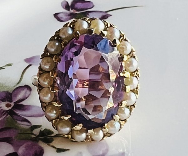 画像1: アメシストベビーパールBigリング (1)