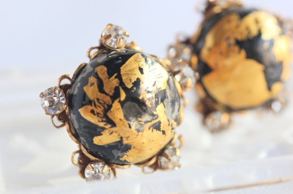 画像7: ロベルト　ゴールドとブラックのイヤリング (7)