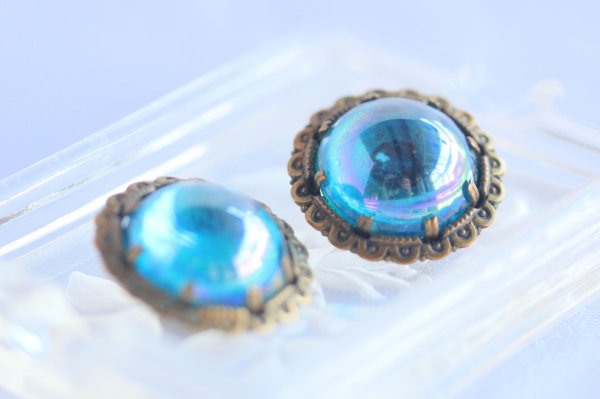 画像3: ブルーカボッションのイヤリング (3)