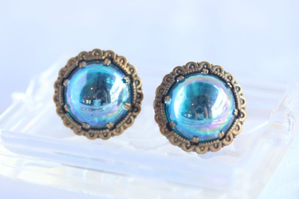 画像2: ブルーカボッションのイヤリング (2)