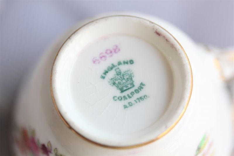 コールポート デミタスカップ&ソーサー 紺 - Antiques Violetta 【返品?交換対象商品】 コールポート(イングランド)デミタスカップ 工芸品