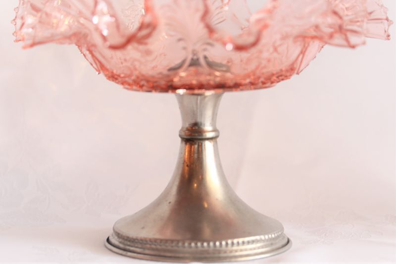 ピンクのフリル ガラスのコンポート - Antiques Violetta